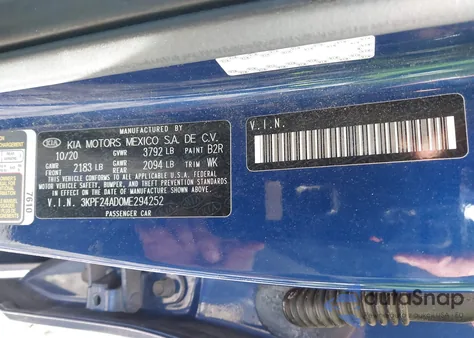 2021 Kia Forte Lxs z USA, uszkodzony, nr VIN 3KPF24AD0ME294252